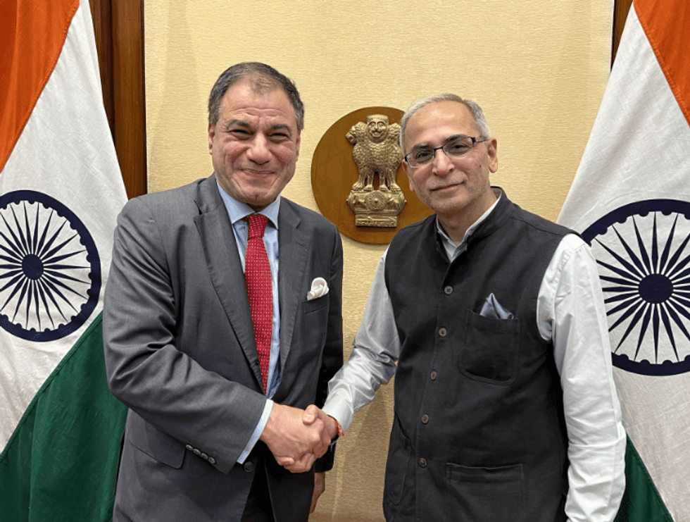 Lord Karan Bilimoria with Amb Vinay Mohan Kwatra right Forign Secretary of India