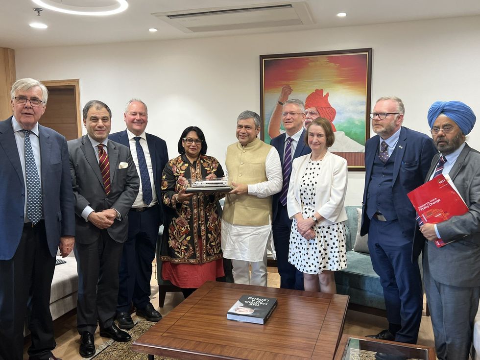 Lord Karan Bilimoria with Cabinet Minister Ashwini Vaishnaw in a meeting hosted by Ministry of Railways Government of India 1