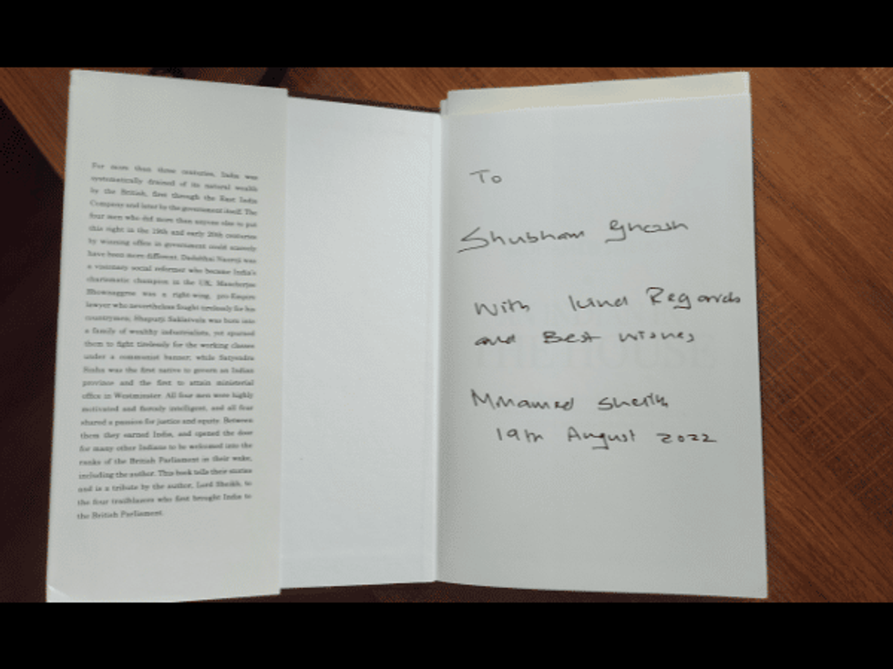 Lord Mohamed Sheikh's book 'An India in The House'