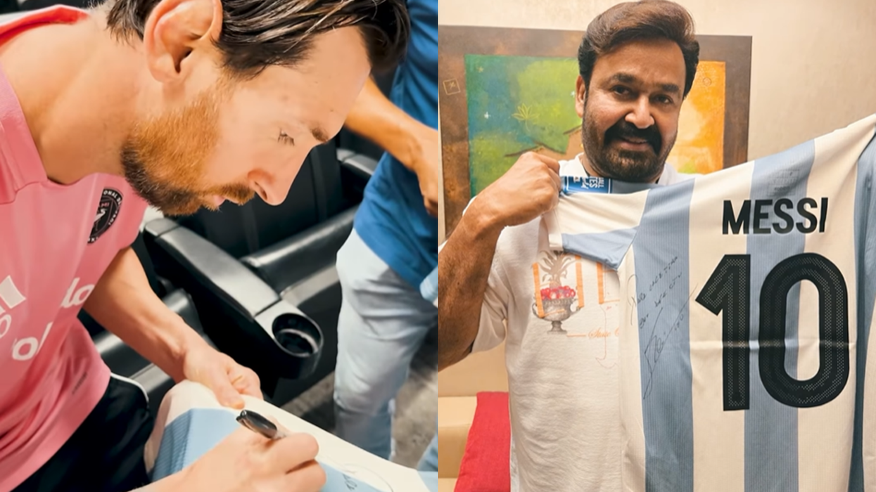 Mohanlal gets signed jersey from Lionel Messi
