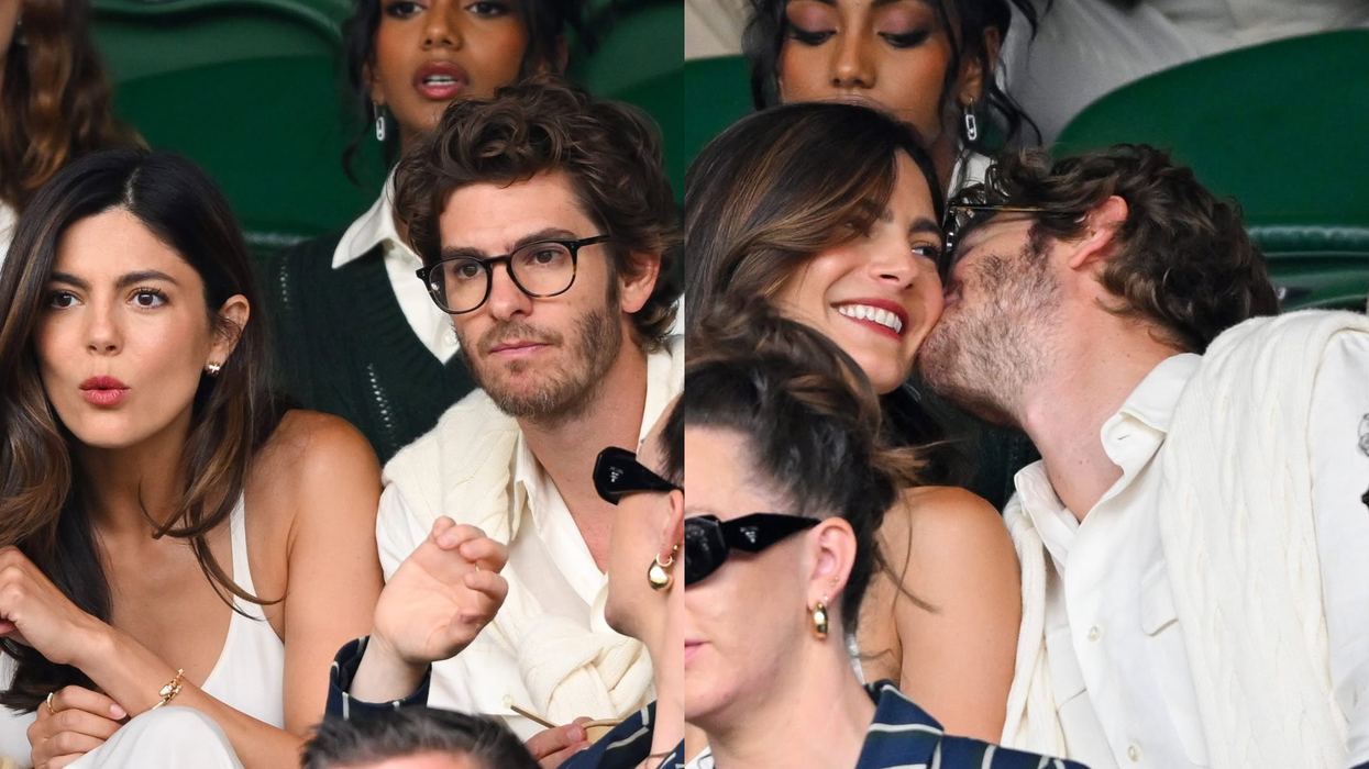 Monica Barbaro and Andrew Garfield at Wimbledon