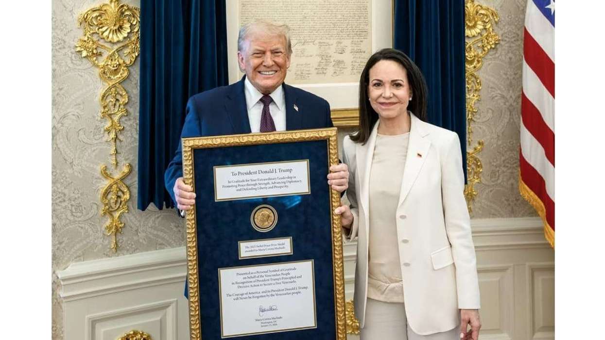 Nobel Peace Prize medal to Trump at White House