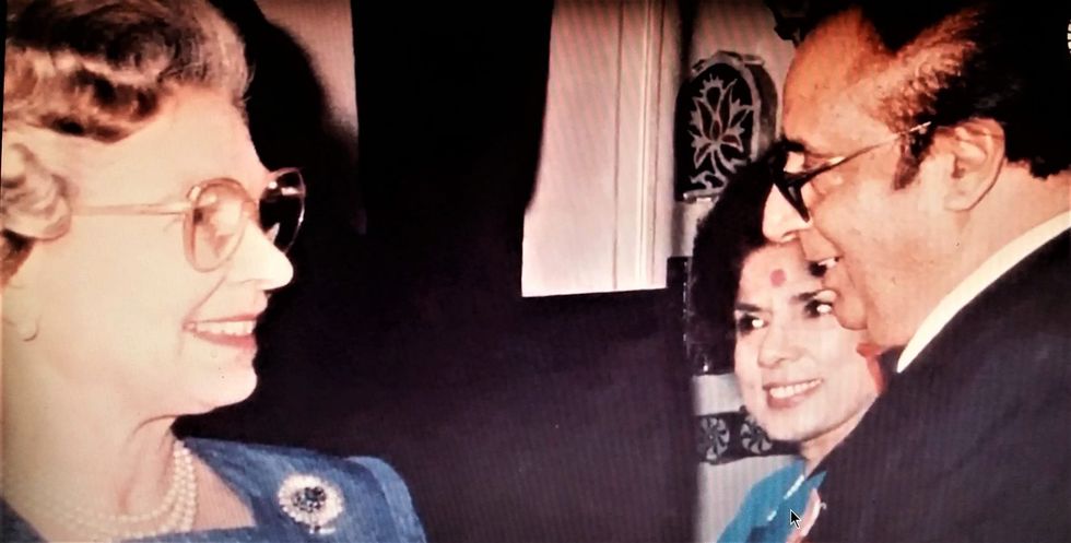 OBIT Rajni Kaul INSET with the Queen and husband Mahendra
