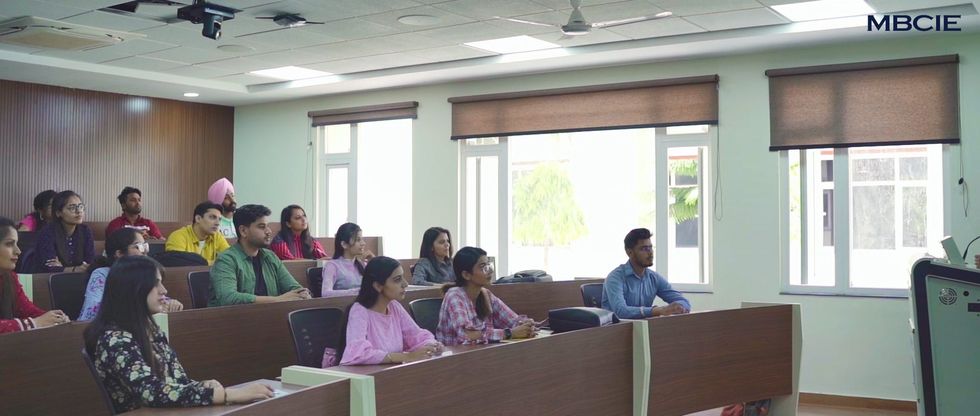One of the lecture theatres in the newly opened Munjal Birmingham Centre for Innovation and Entrepreneurship MBCIE
