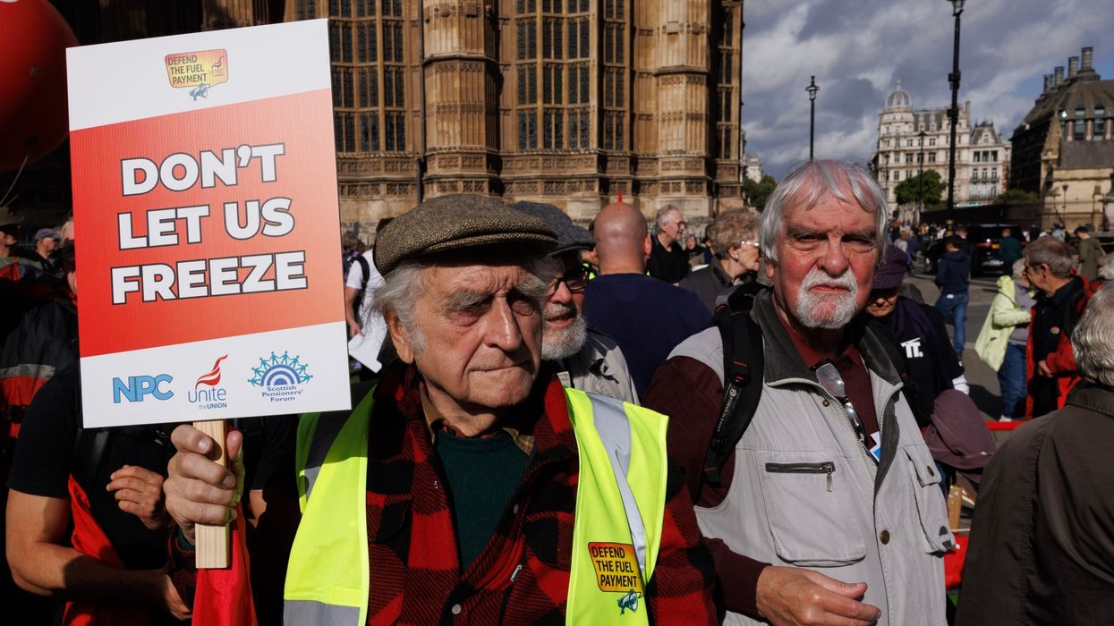Pensioner groups attend the protest called by the UNITE union opposite the Houses of Parliament on October 7, 2024 in London. (Photo: Getty Images)