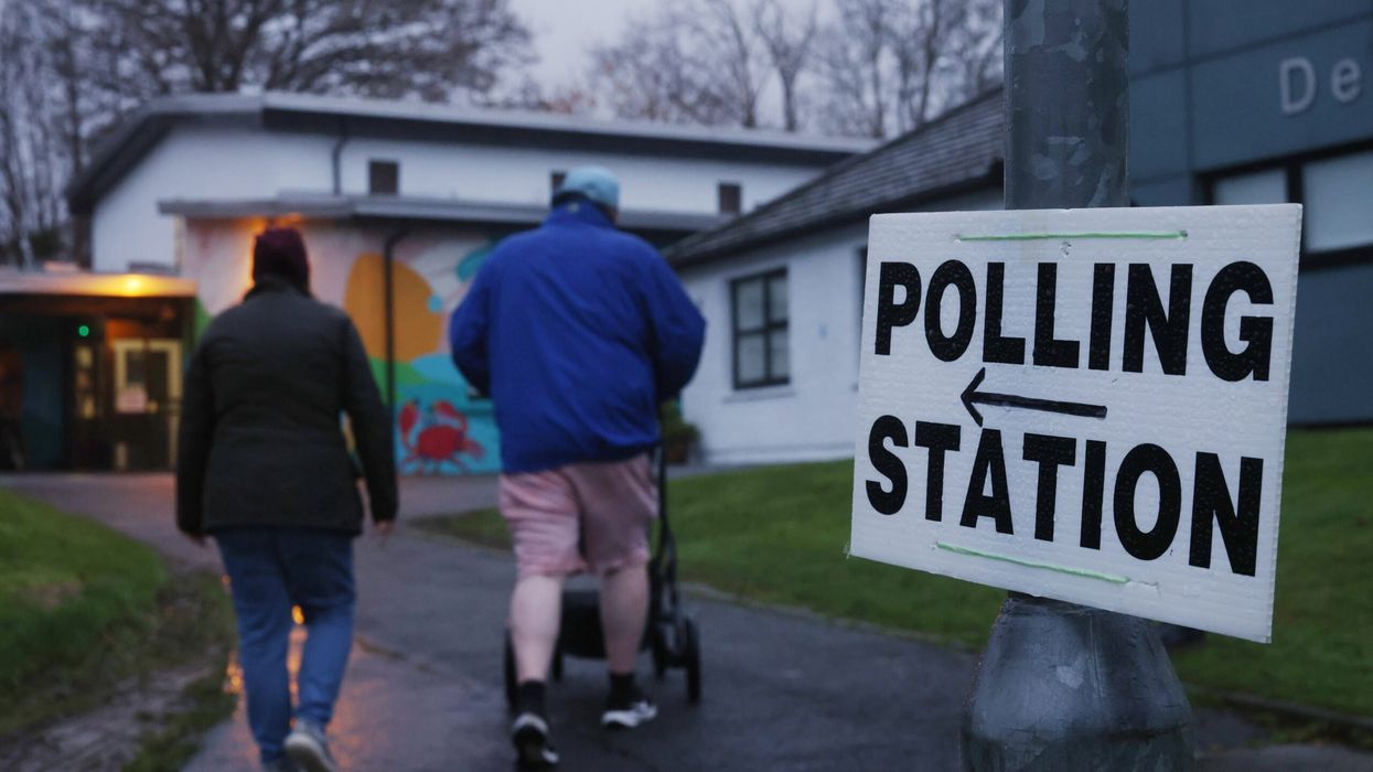 People arrive at Delgany National School to cast their votes during the Irish general election on November 29, 2024 in Wicklow. (Photo: Getty Images)