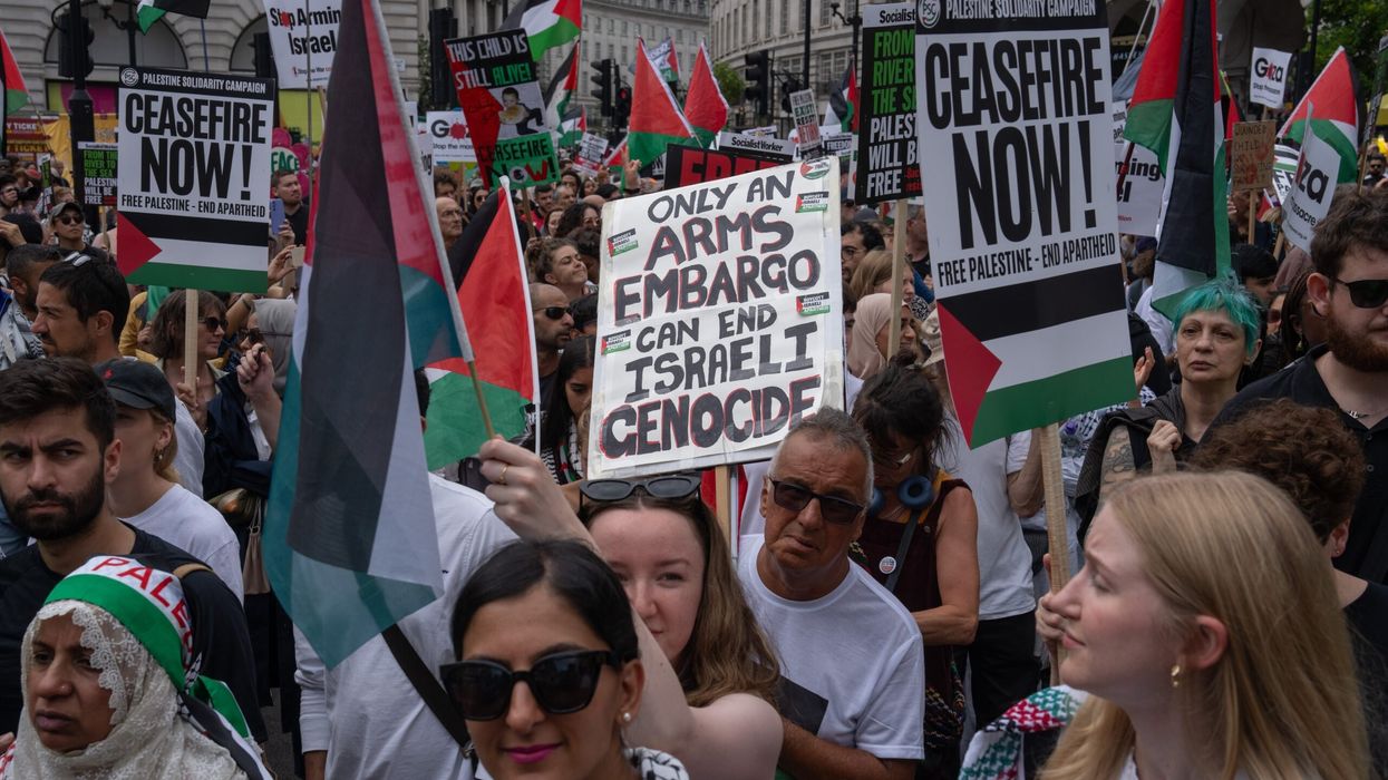Pro-Palestine demonstrators take part in a march on August 3, 2024 in London. (Photo: Getty Images)