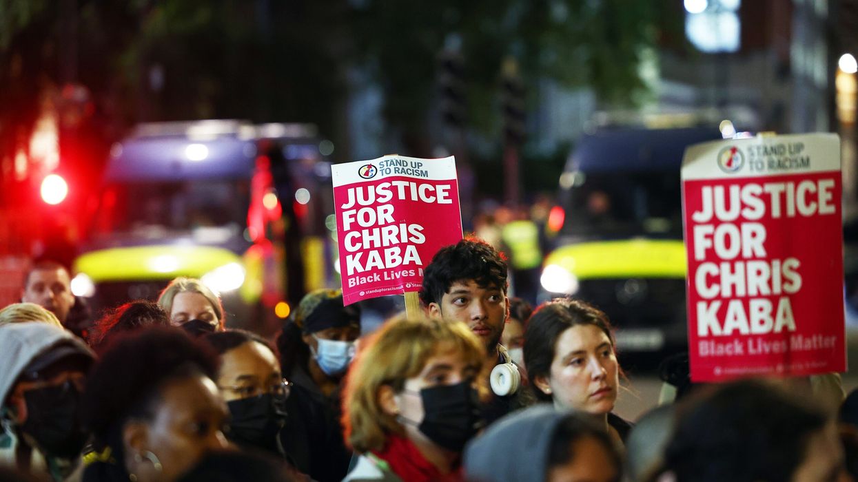 Protesters gather after the trial verdict where Martyn Blake was cleared of murdering Chris Kaba at the Old Bailey, Central Criminal Court on October 21, 2024 in London. (Photo: Getty Images)