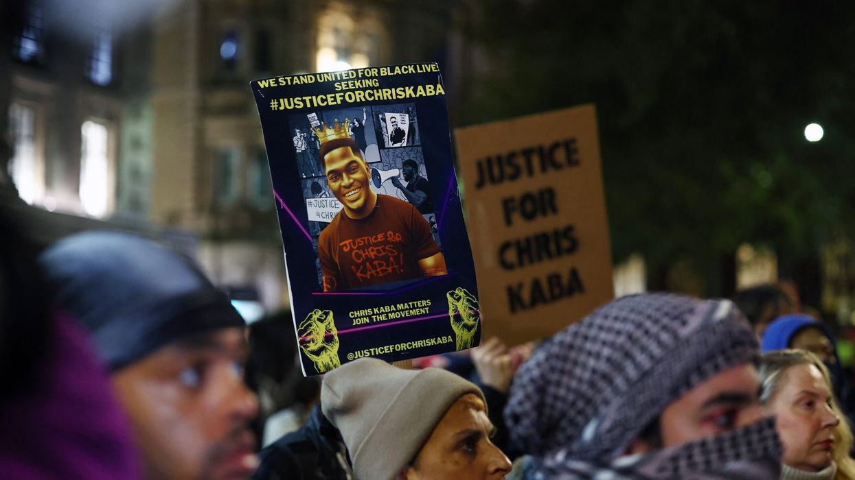 Protesters gather after the trial verdict where Martyn Blake was cleared of murdering Chris Kaba at the Old Bailey, Central Criminal Court on October 21, 2024 in London. (Photo: Getty Images)