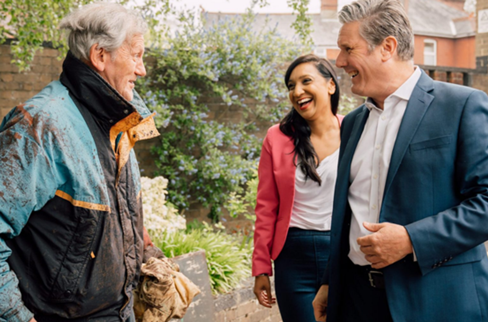 Satvinder Kaur middle with Labour leader Sir Keir Starmer at Southampton