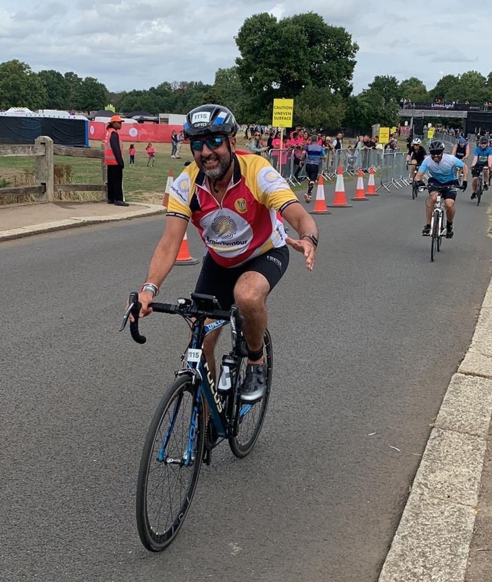 Suki Sandhu cycling in the London Duathlon