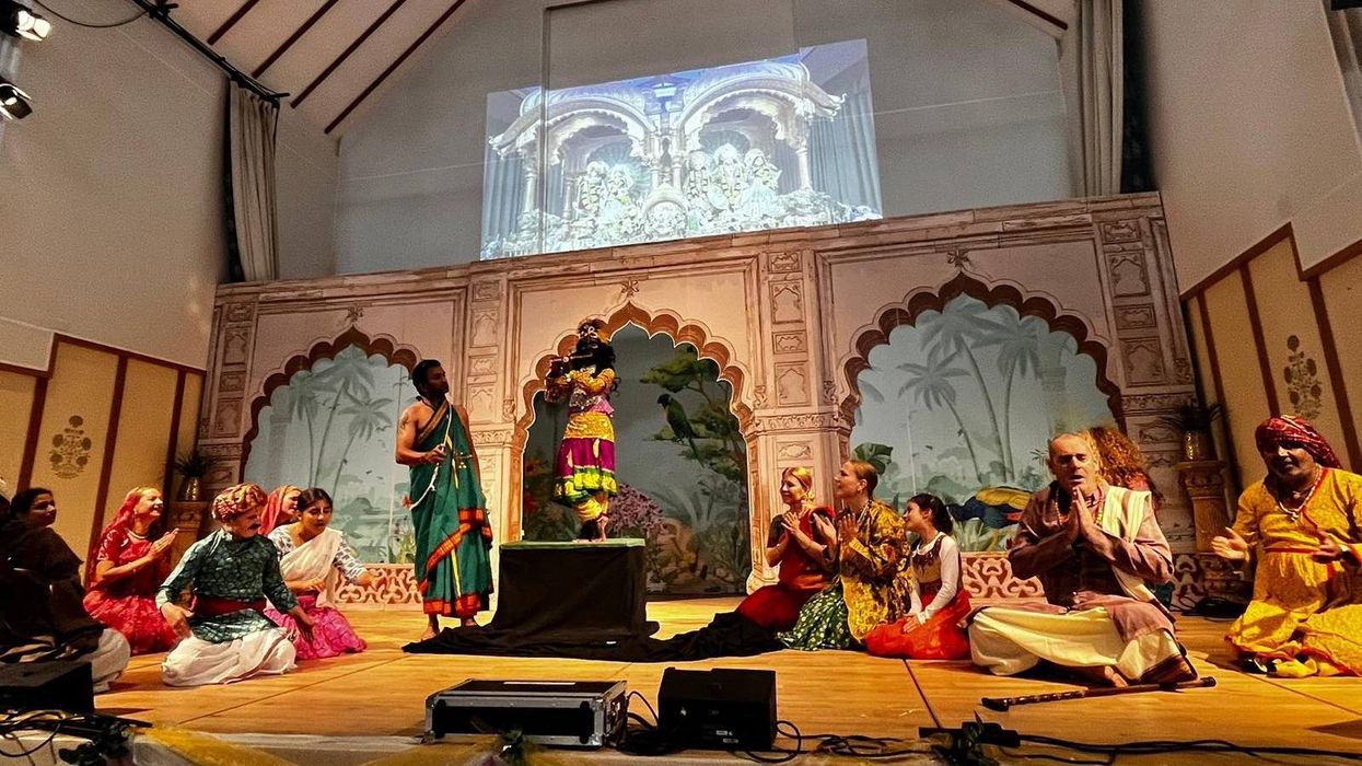 The festival, one of the most significant in the Hindu calendar, featured themes from the ancient epic The Mahabharata, depicted through large installations across the temple grounds.