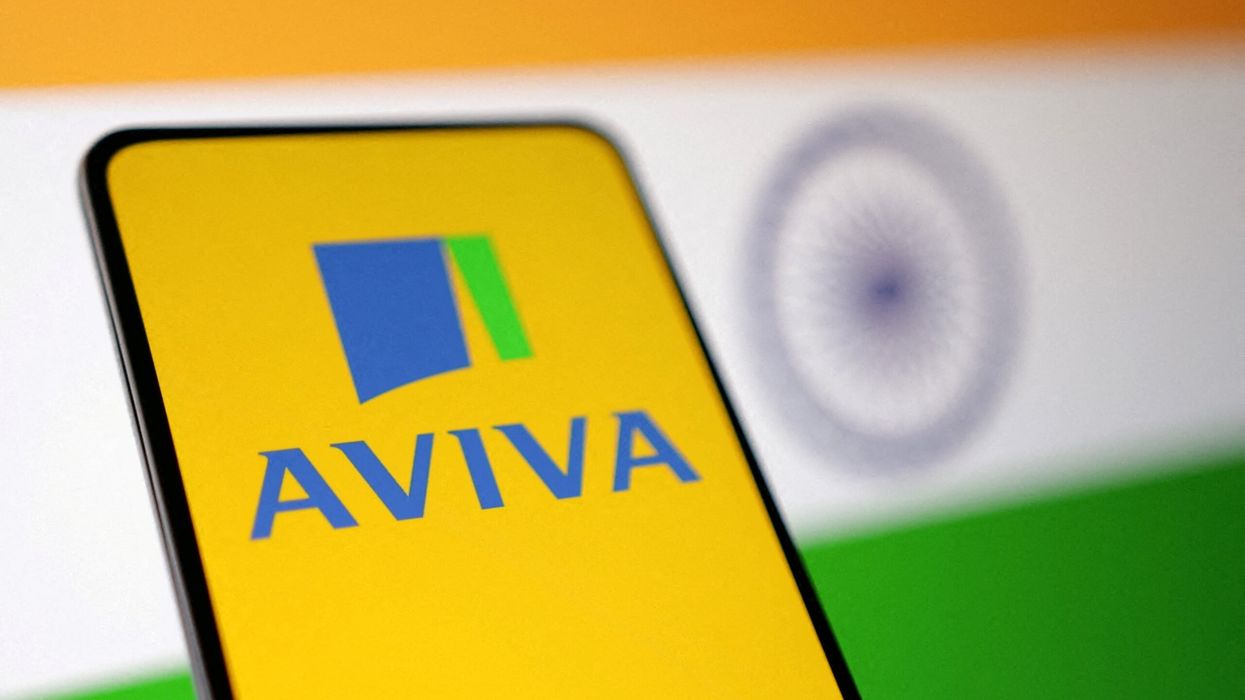 The Indian flag and Aviva logo are seen in this illustration picture taken August 29, 2024. (Image: Reuters)