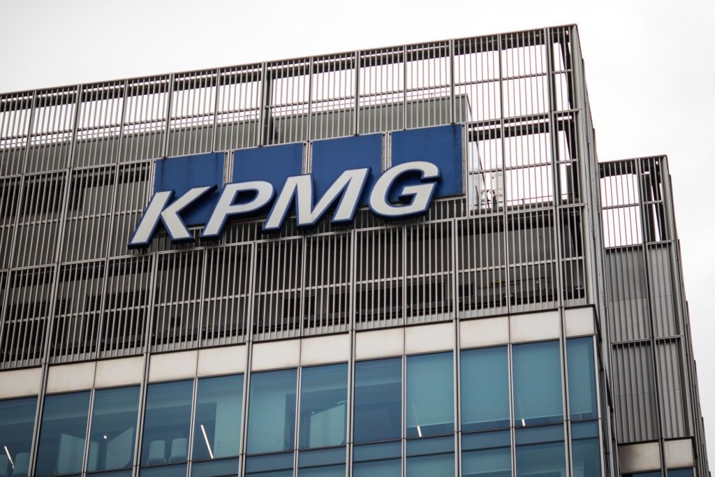 FILE PHOTO: The KPMG offices stand in 15 Canada Square, Canary Wharf on October 2, 2018 in London, England. (Photo by Jack Taylor/Getty Images)