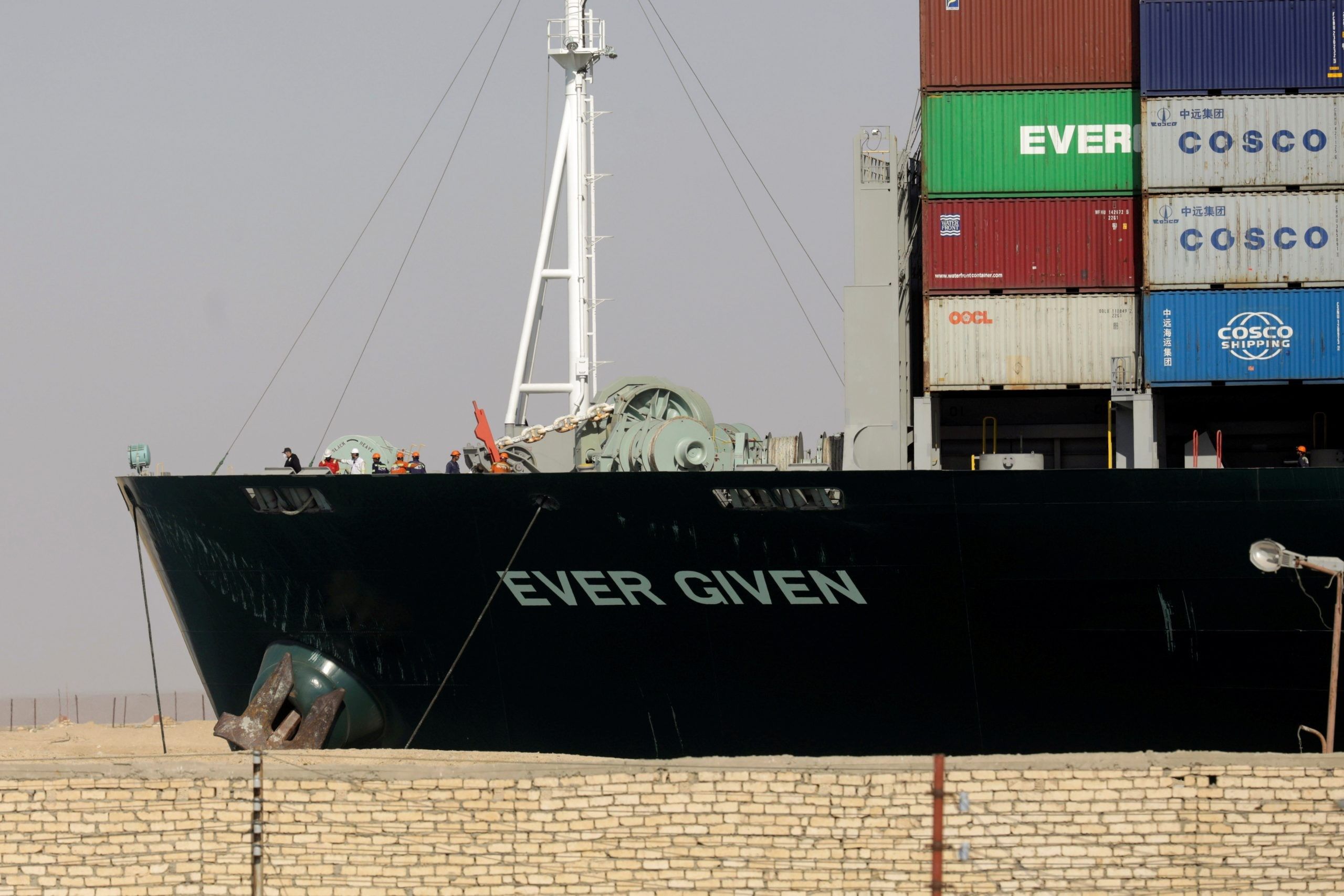 Container ship, Ever Given after it was refloated again in Suez Canal. (Reuters Photo)