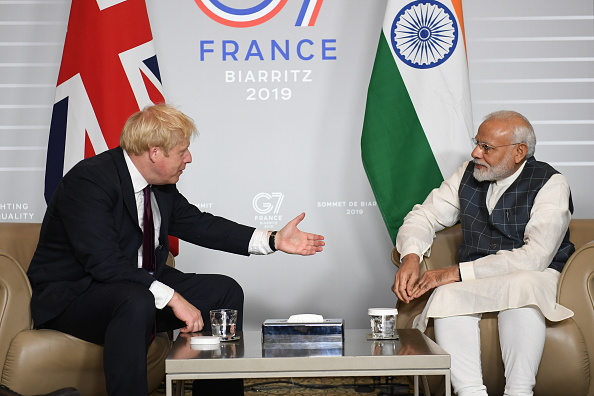 British prime minister Boris Johnson with his Indian counterpart Narendra Modi