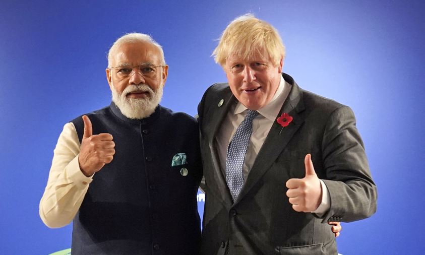 Narendra Modi with Boris Johnson