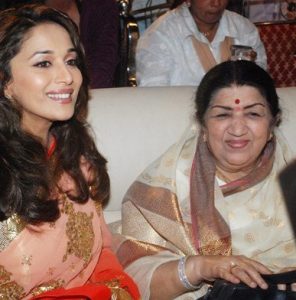 Lata Mangeshkar with Madhuri Dixit