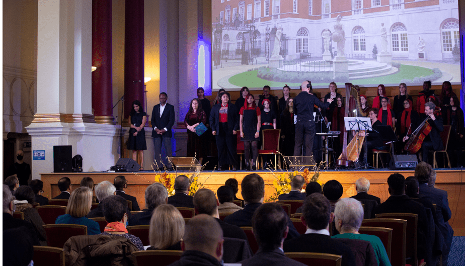 Members of the Burntwood School Choir perform during the ceremony