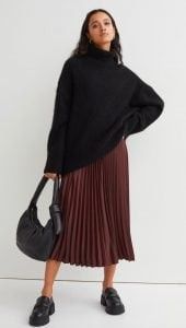 Pleated midi skirt