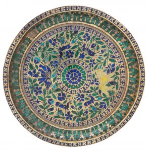 An enamelled silver gilt dish, Lucknow, North India, 18th century