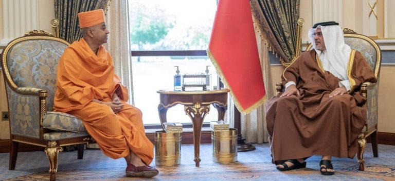 Bahrain formally grants land for BAPS temple as Crown Prince meets Swami