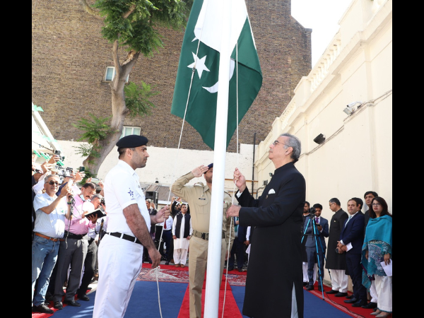 Pakistan high commissioner to the UK hoists the Pakistani national flag on the 76th Independence Day on August 14, 2022