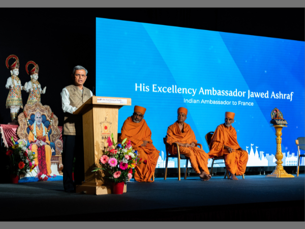 BAPS temple foundation stone laying ceremony in Paris