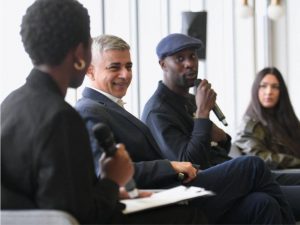 London mayor Sadiq Khan interacts with youngsters at London Hope Hack event on February 16, 2023.