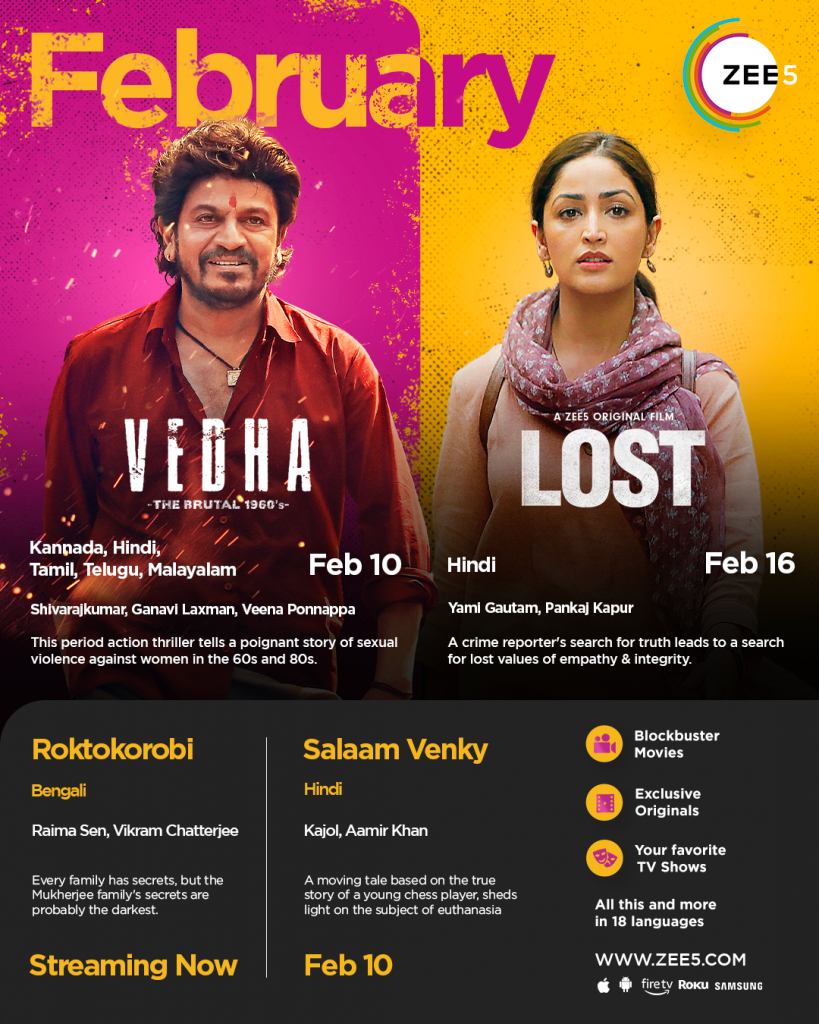 From Yami Gautam Dhar starrer LOST to Salaam Venky featuring Kajol, ZEE5 Global brings viewers the biggest line-up of releases this February