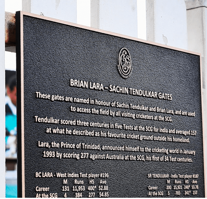 Sydney Cricket Ground unveils Tendulkar gate 1 Lara Tendulkar Gate