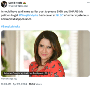 Gardening leave or something more sinister … why has LBC fallen out of love with Sangita Myska?